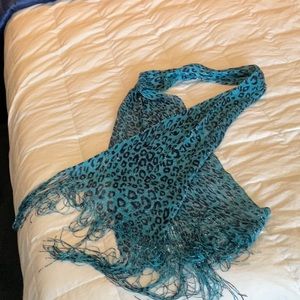 Blue leopard scarf